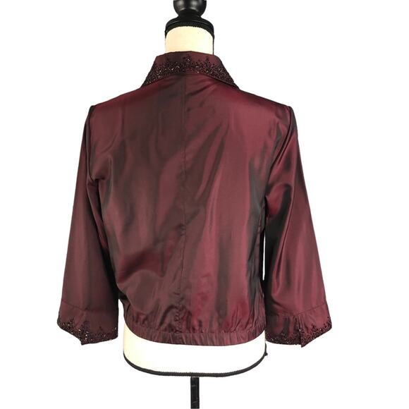 Zola Evening burgundy beaded blazer 10 - Picture 2 of 12